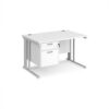 Maestro 25 straight desk 1200mm x 800mm with 2 drawer pedestal - white cable managed leg frame White Top - MCM12P2WHWH