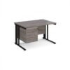 Maestro 25 straight desk 1200mm x 800mm with 3 drawer pedestal - black cable managed leg frame Grey Oak Top - MCM12P3KGO