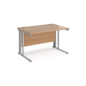 Maestro 25 straight desk 1200mm x 800mm - silver cable managed leg frame Beech top - MCM12SB