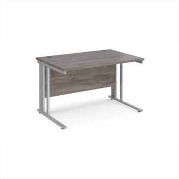 Maestro 25 straight desk 1200mm x 800mm - silver cable managed leg frame Grey Oak Top - MCM12SGO