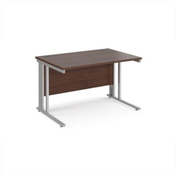 Maestro 25 straight desk 1200mm x 800mm - silver cable managed leg frame Walnut top - MCM12SW