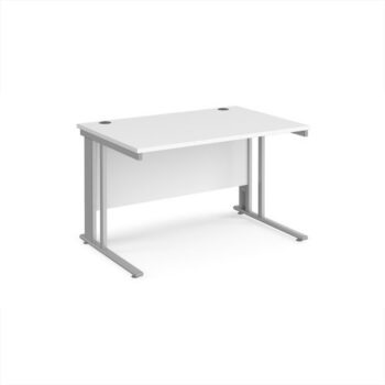 Maestro 25 straight desk 1200mm x 800mm - silver cable managed leg frame White Top - MCM12SWH