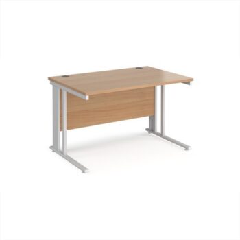 Maestro 25 straight desk 1200mm x 800mm - white cable managed leg frame Beech top - MCM12WHB