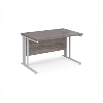 Maestro 25 straight desk 1200mm x 800mm - white cable managed leg frame Grey Oak Top - MCM12WHGO