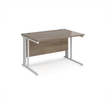 Maestro 25 straight desk 1200mm x 800mm - white cable managed leg frame Nebraska top - MCM12WHNO