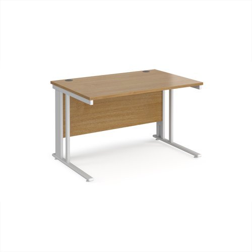 Maestro 25 straight desk 1200mm x 800mm - white cable managed leg frame Oak Top - MCM12WHO