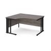 Maestro 25 left hand ergonomic desk 1400mm wide - black cable managed leg frame Grey Oak Top - MCM14ELKGO