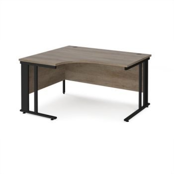 Maestro 25 left hand ergonomic desk 1400mm wide - black cable managed leg frame Nebraska Oak Top - MCM14ELKNO