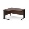 Maestro 25 left hand ergonomic desk 1400mm wide - black cable managed leg frame Walnut top - MCM14ELKW