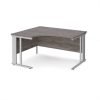 Maestro 25 left hand ergonomic desk 1400mm wide - silver cable managed leg frame Grey Oak Top - MCM14ELSGO