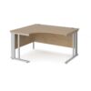 Maestro 25 left hand ergonomic desk 1400mm wide - silver cable managed leg frame Kendal Oak Top - MCM14ELSKO