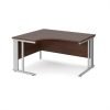 Maestro 25 left hand ergonomic desk 1400mm wide - silver cable managed leg frame Walnut top - MCM14ELSW