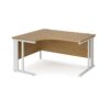 Maestro 25 left hand ergonomic desk 1400mm wide - white cable managed leg frame Oak Top - MCM14ELWHO