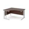 Maestro 25 left hand ergonomic desk 1400mm wide - white cable managed leg frame Walnut top - MCM14ELWHW