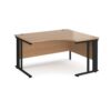 Maestro 25 right hand ergonomic desk 1400mm wide - black cable managed leg frame Beech top - MCM14ERKB