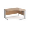 Maestro 25 right hand ergonomic desk 1400mm wide - silver cable managed leg frame Beech top - MCM14ERSB