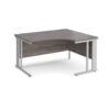 Maestro 25 right hand ergonomic desk 1400mm wide - silver cable managed leg frame Grey Oak Top - MCM14ERSGO
