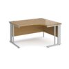 Maestro 25 right hand ergonomic desk 1400mm wide - silver cable managed leg frame Oak Top - MCM14ERSO
