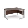 Maestro 25 right hand ergonomic desk 1400mm wide - silver cable managed leg frame Walnut top - MCM14ERSW