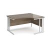 Maestro 25 right hand ergonomic desk 1400mm wide - white cable managed leg frame Nebraska Oak Top - MCM14ERWHNO