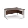 Maestro 25 right hand ergonomic desk 1400mm wide - white cable managed leg frame Walnut top - MCM14ERWHW