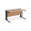 Maestro 25 straight desk 1400mm x 800mm - black cable managed leg frame Beech top - MCM14KB