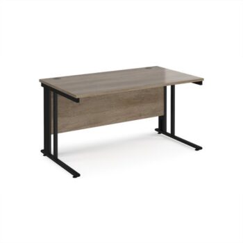 Maestro 25 straight desk 1400mm x 800mm - black cable managed leg frame Nebraska top - MCM14KNO