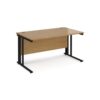 Maestro 25 straight desk 1400mm x 800mm - black cable managed leg frame Oak Top - MCM14KO