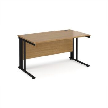 Maestro 25 straight desk 1400mm x 800mm - black cable managed leg frame Oak Top - MCM14KO
