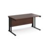 Maestro 25 straight desk 1400mm x 800mm - black cable managed leg frame Walnut top - MCM14KW