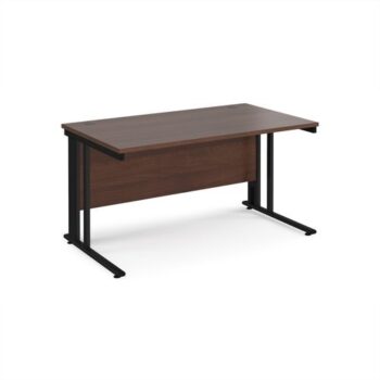 Maestro 25 straight desk 1400mm x 800mm - black cable managed leg frame Walnut top - MCM14KW
