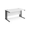 Maestro 25 straight desk 1400mm x 800mm - black cable managed leg frame White Top - MCM14KWH