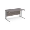 Maestro 25 straight desk 1400mm x 800mm - silver cable managed leg frame Grey Oak Top - MCM14SGO