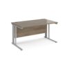 Maestro 25 straight desk 1400mm x 800mm - silver cable managed leg frame Nebraska top - MCM14SNO