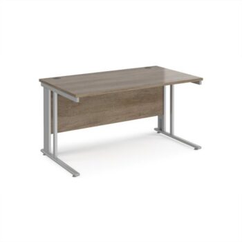 Maestro 25 straight desk 1400mm x 800mm - silver cable managed leg frame Nebraska top - MCM14SNO