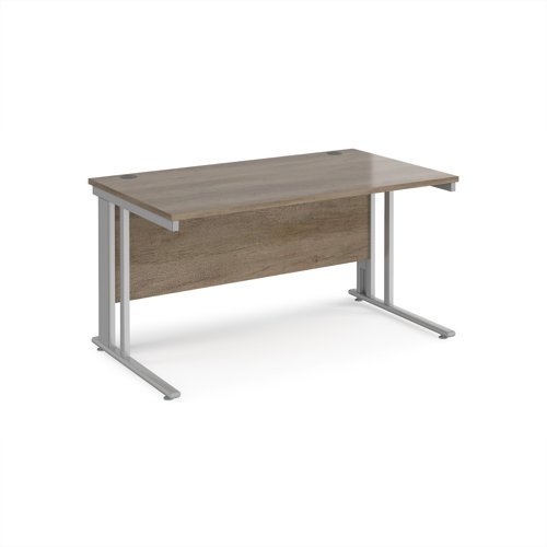 Maestro 25 straight desk 1400mm x 800mm - silver cable managed leg frame Nebraska top - MCM14SNO