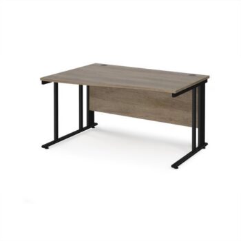 Maestro 25 left hand wave desk 1400mm wide - black cable managed leg frame Nebraska Oak Top - MCM14WLKNO