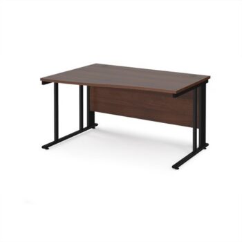 Maestro 25 left hand wave desk 1400mm wide - black cable managed leg frame Walnut top - MCM14WLKW