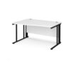 Maestro 25 left hand wave desk 1400mm wide - black cable managed leg frame White Top - MCM14WLKWH