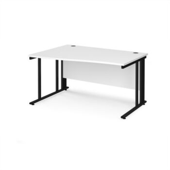 Maestro 25 left hand wave desk 1400mm wide - black cable managed leg frame White Top - MCM14WLKWH
