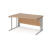 Maestro 25 left hand wave desk 1400mm wide - silver cable managed leg frame Beech top - MCM14WLSB