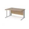 Maestro 25 left hand wave desk 1400mm wide - silver cable managed leg frame Kendal Oak Top - MCM14WLSKO