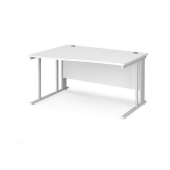 Maestro 25 left hand wave desk 1400mm wide - white cable managed leg frame White Top - MCM14WLWHWH