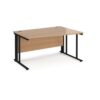 Maestro 25 right hand wave desk 1400mm wide - black cable managed leg frame Beech top - MCM14WRKB