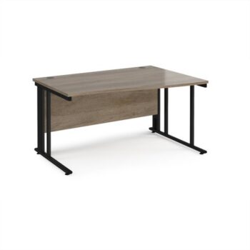 Maestro 25 right hand wave desk 1400mm wide - black cable managed leg frame Nebraska Oak Top - MCM14WRKNO
