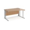 Maestro 25 right hand wave desk 1400mm wide - silver cable managed leg frame Beech top - MCM14WRSB