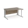Maestro 25 right hand wave desk 1400mm wide - silver cable managed leg frame Nebraska Oak Top - MCM14WRSNO