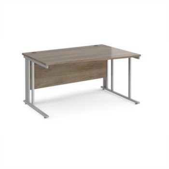 Maestro 25 right hand wave desk 1400mm wide - silver cable managed leg frame Nebraska Oak Top - MCM14WRSNO
