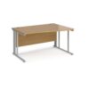 Maestro 25 right hand wave desk 1400mm wide - silver cable managed leg frame Oak Top - MCM14WRSO