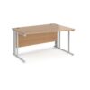 Maestro 25 right hand wave desk 1400mm wide - white cable managed leg frame Beech top - MCM14WRWHB